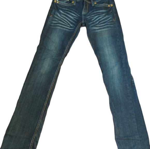 Vintage Washed Blue Jeans,Low Rise,Flare Legs - Picture 2 of 6